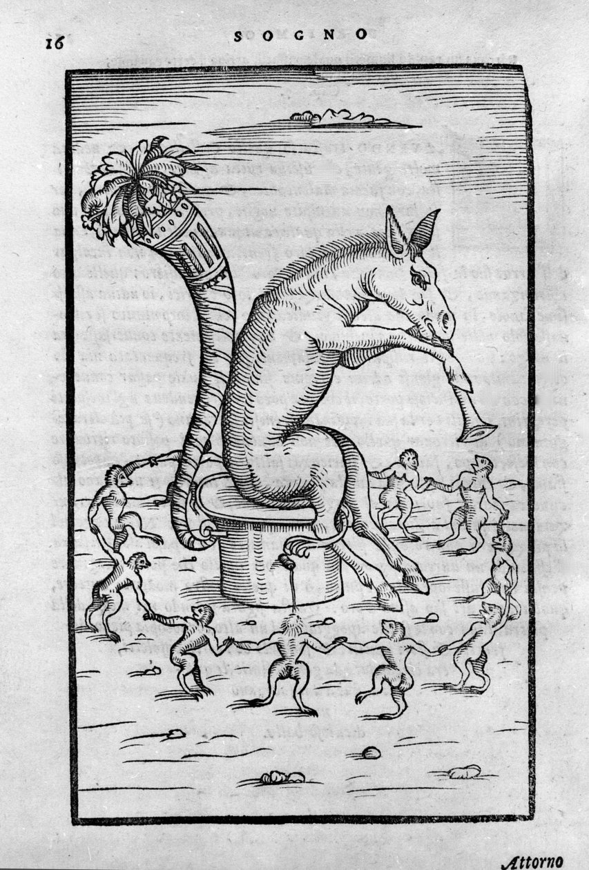 Osel Timon, který nechává tančit alchymisty – „“ De Transmutatione Metallica Sogni Tre “, od Giovanniho Battisty Nazariho, vydaný v Brescii v roce 1599. od Unknown artist