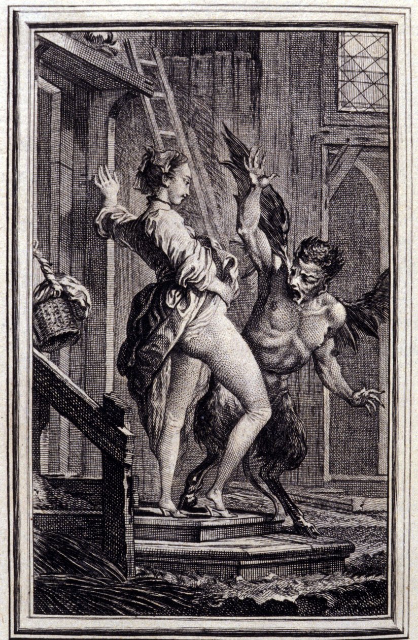 Ďábel z Papefiguiere – v „Pohádkách a povídkách ve verších““ od Jeana La Fontaina. 1762. od Charles Eisen