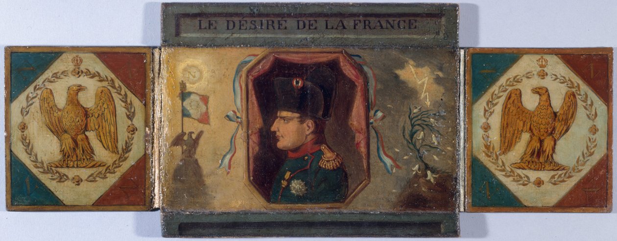 "Le Désiré de la France". Portrét Ludvíka XVIII. a skrytý portrét Napoleona, kolem roku 1815 (olej na plátně, na kartonu) od Unknown artist