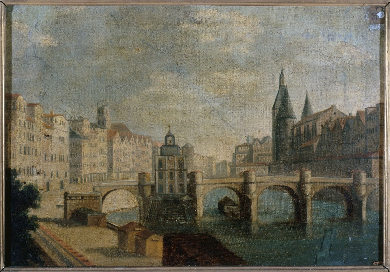 Le Grand Bras du Pont-Neuf et la pompe de la Samaritaine, kolem roku 1800, dnešní 1. obvod, mezi lety 1795 a 1805 (olej na plátně) od Unknown artist
