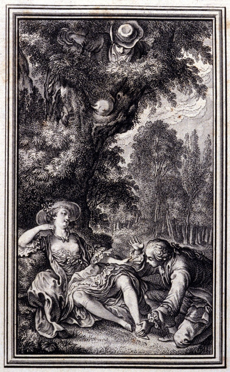 Vesničan, který přišel o tele - v „Pohádkách a povídkách ve verších“ od Jeana La Fontaina. 1762. od Unknown artist