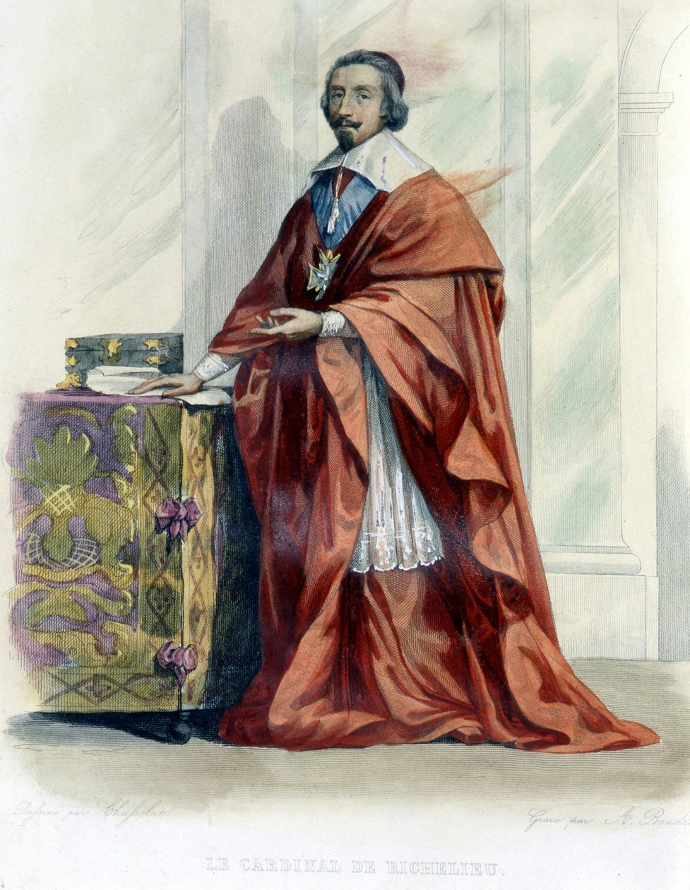 Kardinál de Richelieu - v „Le Plutarque francais“, ed. Mennechet od Unknown artist
