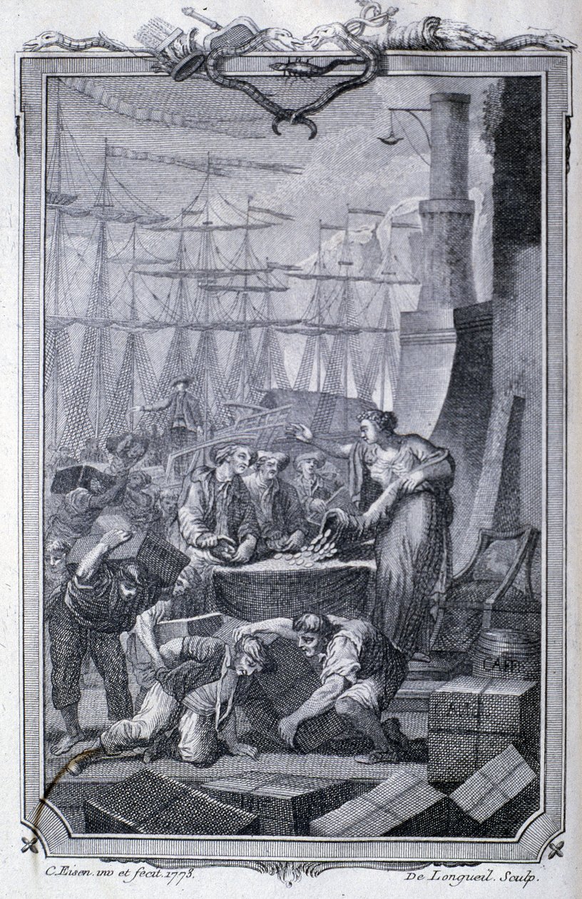 Obchod s koloniemi (včetně kávy) – v „Filozofii a politice evropských podniků a obchodu se dvěma Indiemi““ od G.T. Raynal, ed. Pellet, Ženeva od Unknown artist