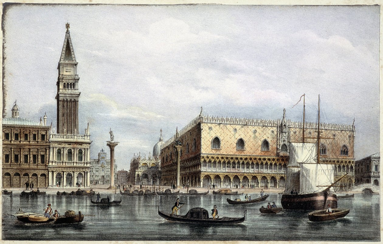 Le mole vu du canal - v „Albu hlavních pohledů na Benátky“, nemocný. od Marco Moro, ed. Gio Brizeghel, v.1840 od Unknown artist