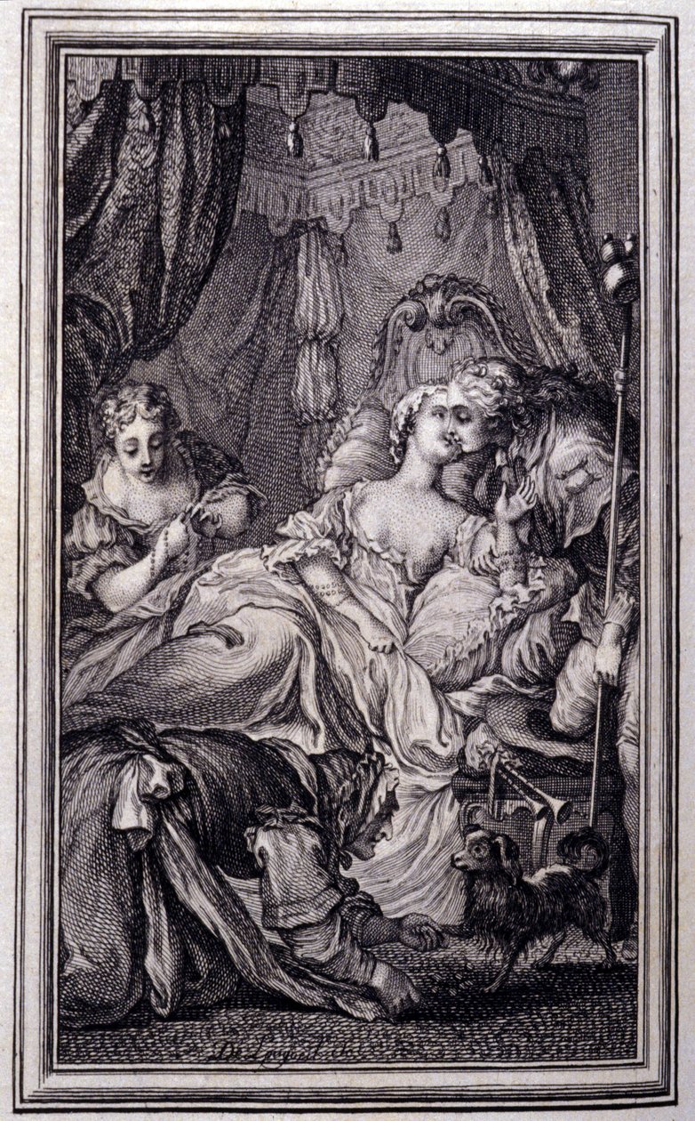 Malý pes, který hází penězi a kameny - v „Příběhy a povídky ve verších“ od Jean La Fontaine. 1762. od Unknown artist