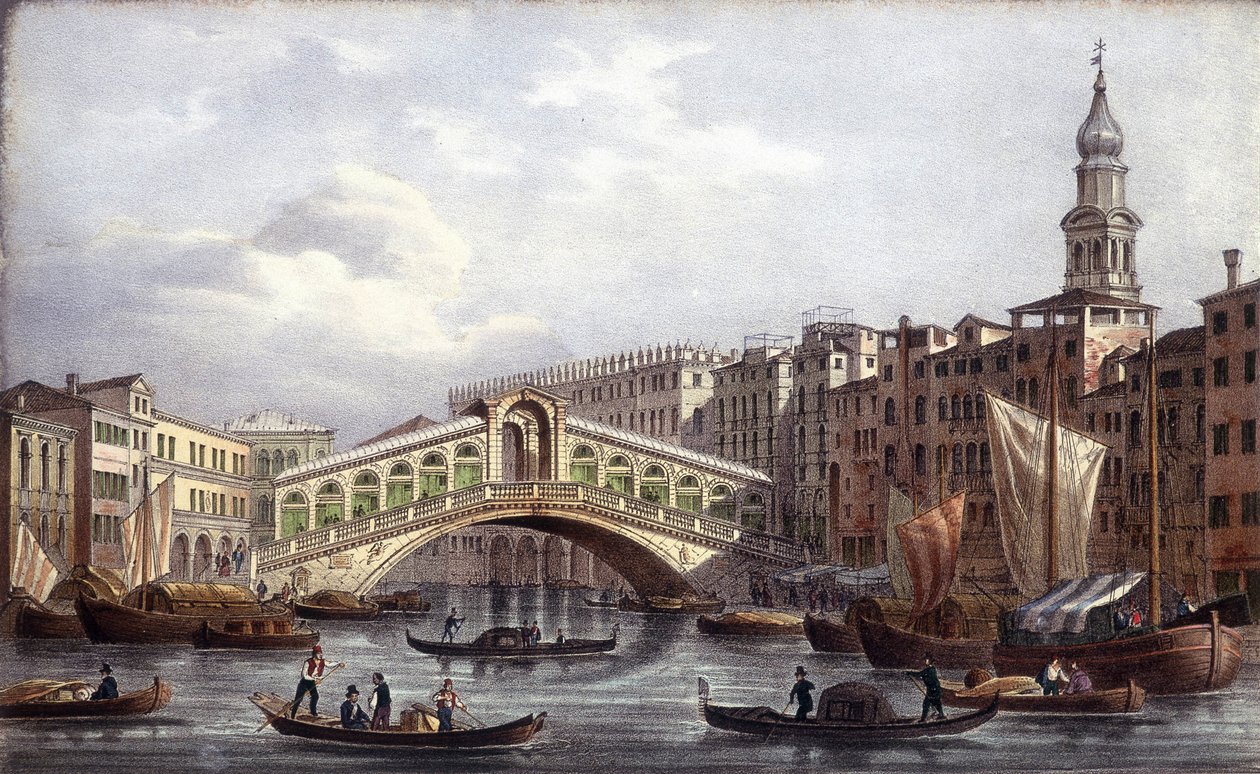 Le pont Rialto - v „“Album hlavních pohledů na Benátky“, ill. od Marco Moro, ed. Gio Brizeghel, v.1840 od Unknown artist
