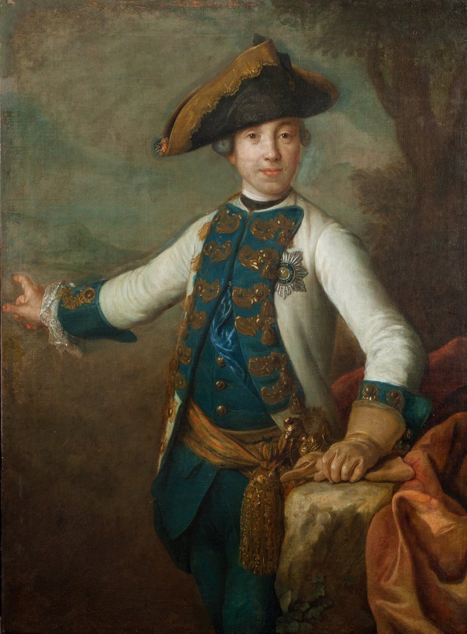 Le car Pierre III de Russie - Portrét ruského cara Petra III. (1728-1762), Anonym. Olej na plátně, počátek 60. let 18. století. Státní historické muzeum, Moskva od Unknown artist