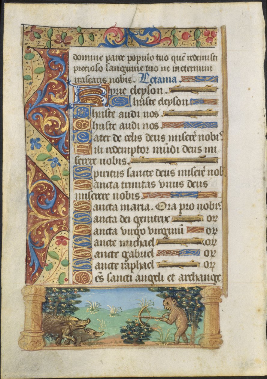 List z knihy hodin: Lov lidoopů na divoká prasata (recto) od Unknown artist