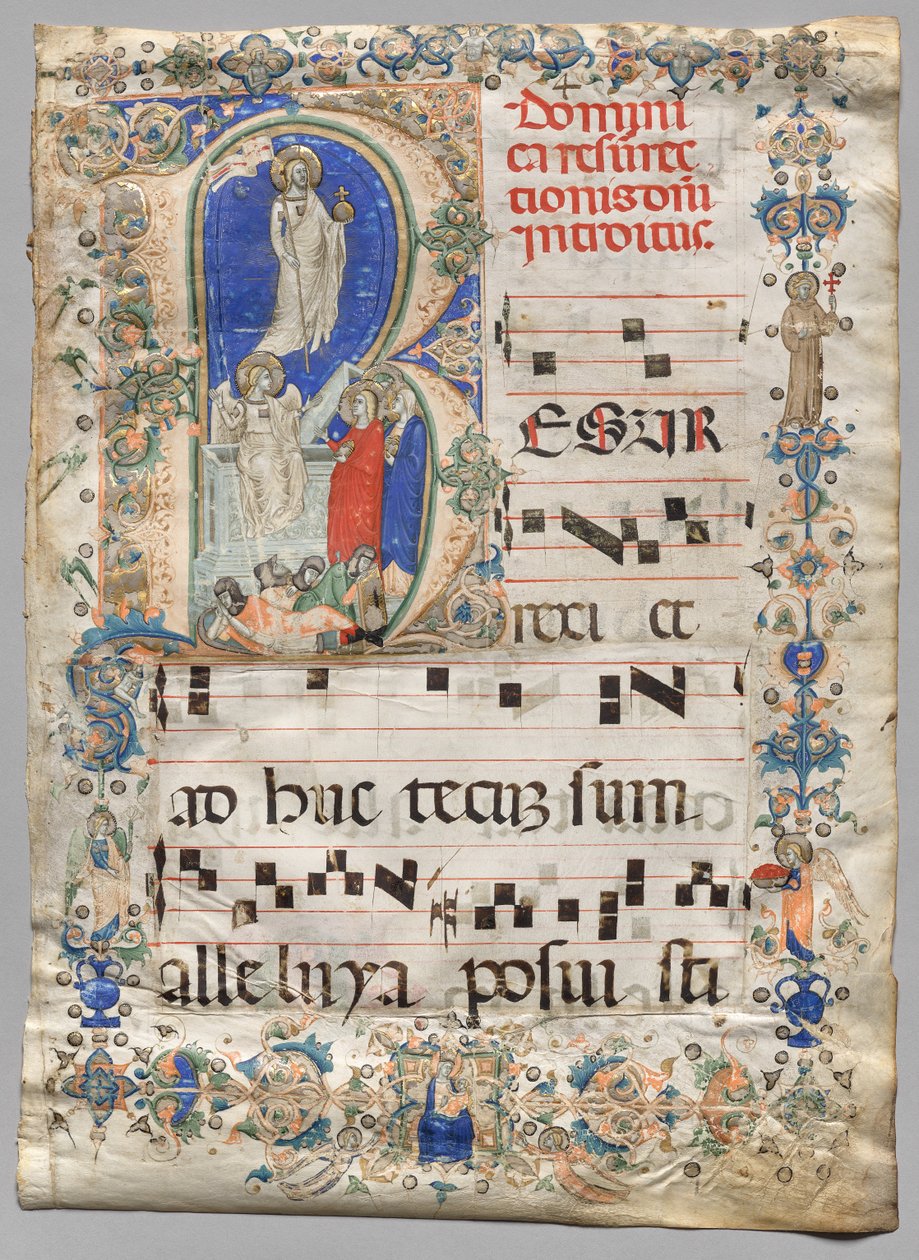 List z graduálu: Historická iniciála R: The Resurrection (recto) od Unknown artist