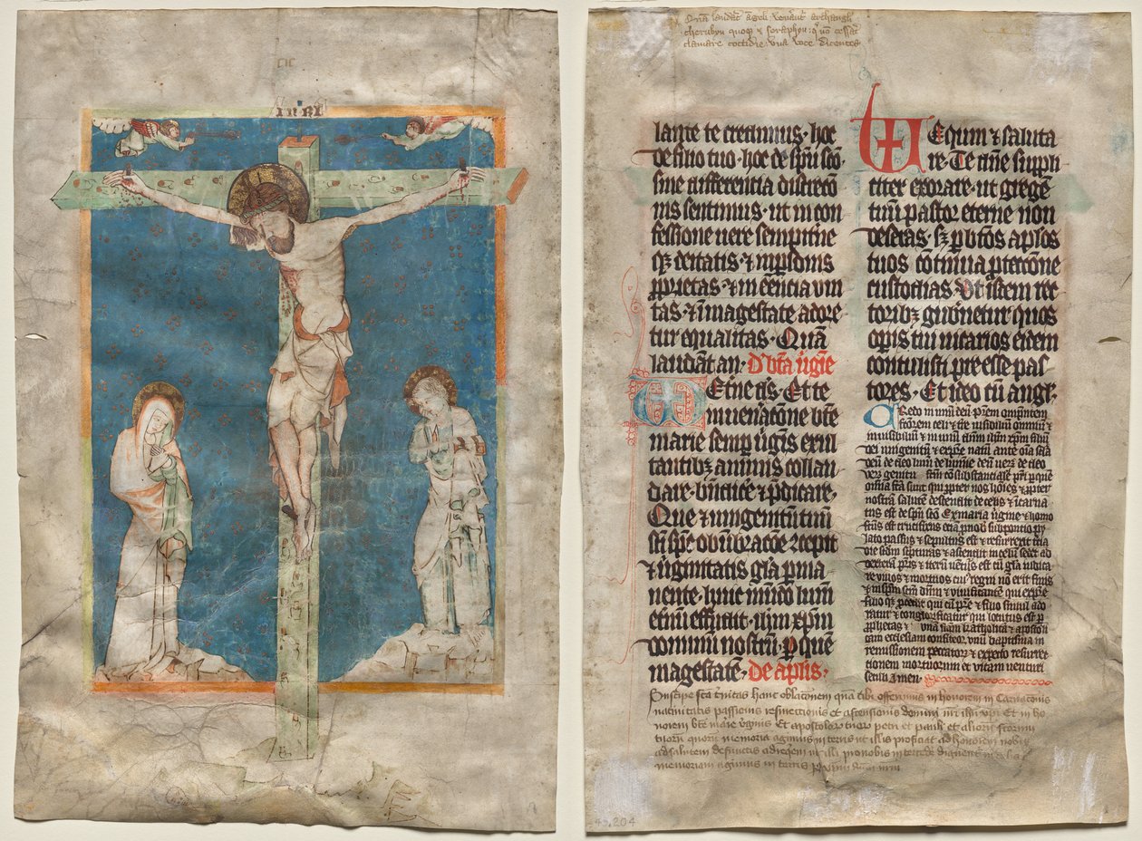 List z misálu: Ukřižování (recto) a text (verso) od Unknown artist