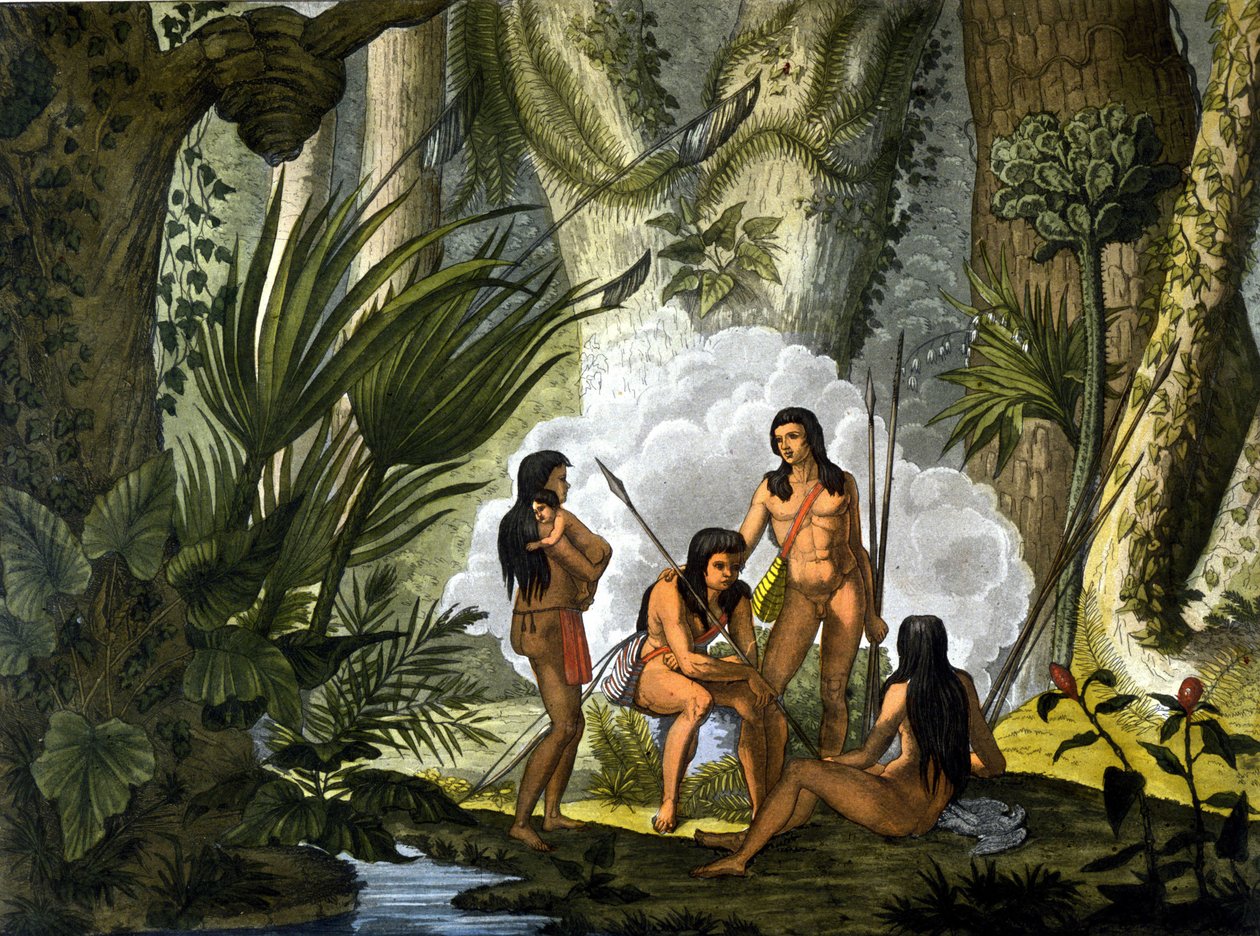 Les camacans, indians du Brasil - v „“Le Kostým ancien et moderne”” od Ferrario, ed. Milán od Unknown artist