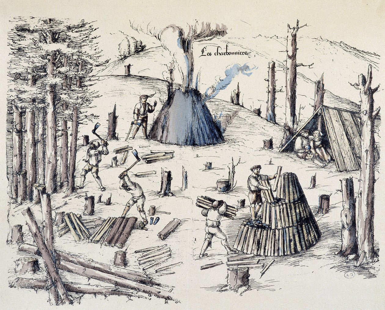Les charbonniers - v „“La cross aux mines“““ od Unknown artist
