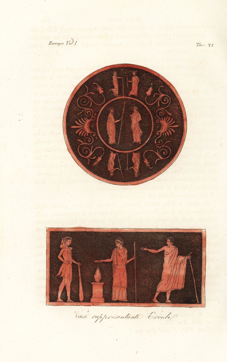 Lysander a Agesilaus II. ze Sparty (nahoře) a Herkules ve lví kůži s kyjem při oběti s Deiphobem, králem Amiclea v Laconii, a jeho manželkou (dole) od Unknown artist