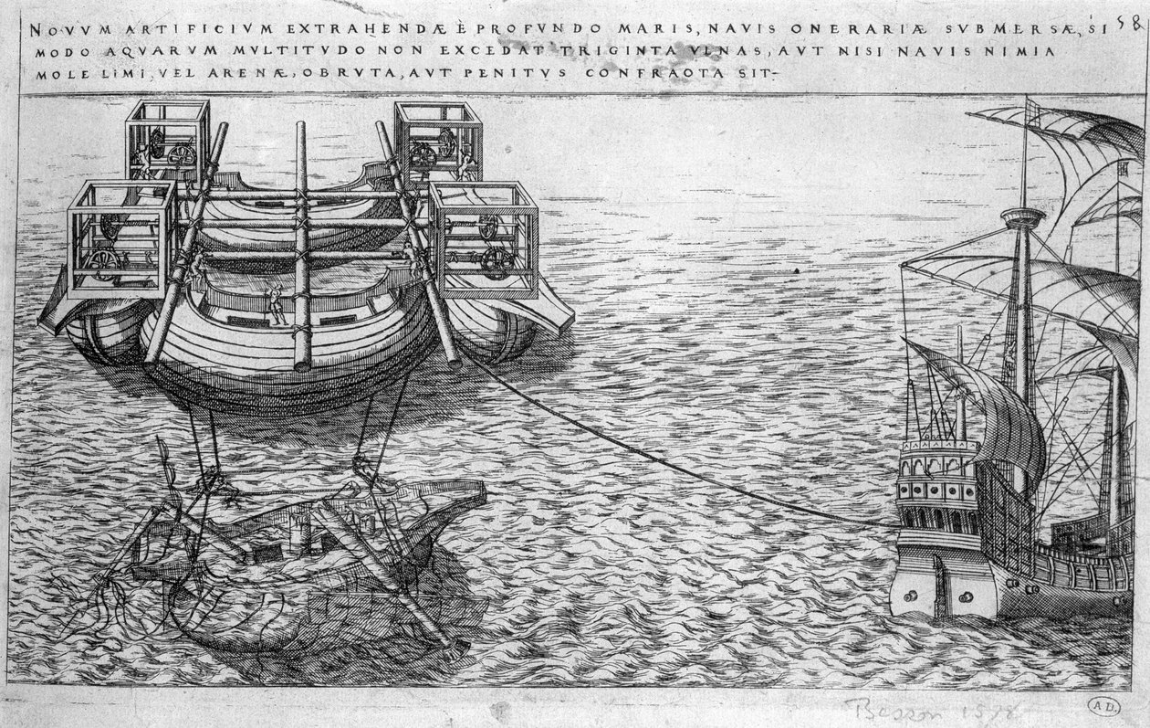 Stroj na záchranu lodí v 16. století - ed. 1578 od Unknown artist
