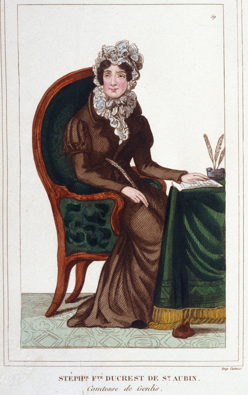 Madame de Genlis - Portrét Stephanie Felicite z Crest of Saint-Aubin (Saint Aubin od Unknown artist