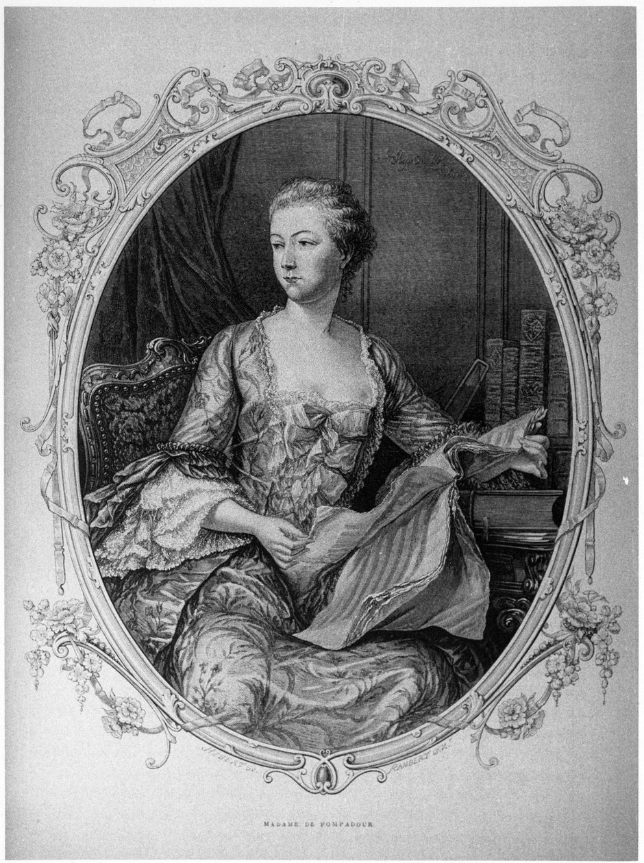 Madame de Pompadour, Jeanne Antoinette Poisson (1721-1764) (Marquise de Pompadour) oblíbená Ludvíkem XV. - Musee Carnavalet. od Unknown artist