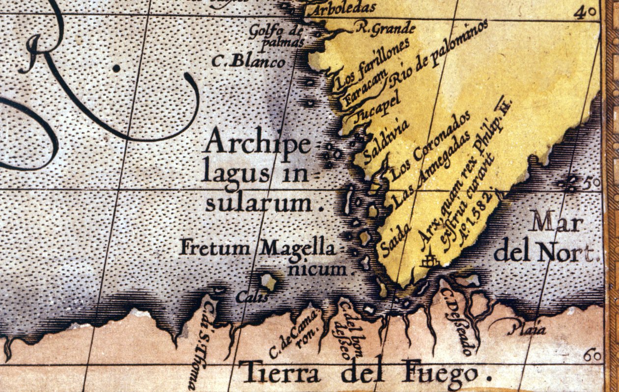 Magellanův průliv. atlas 16. století. od Unknown artist