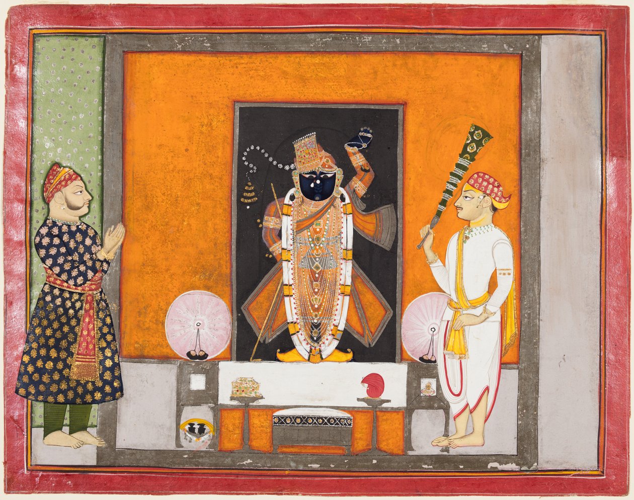 Maharao Ram Singh II z Kota (r. 1828–66) uctívá Brij Nathji jako ženicha od Unknown artist