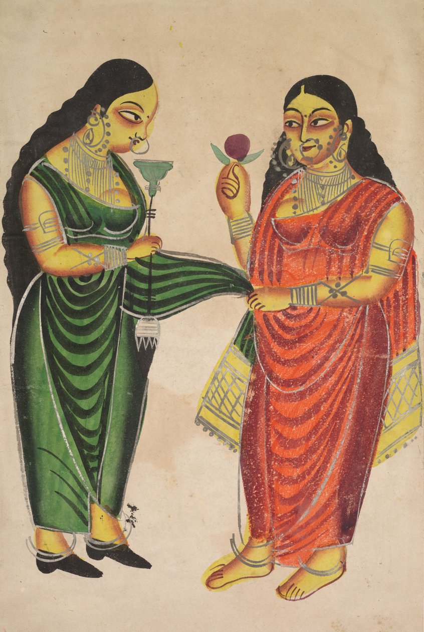 Pokojská přináší dámě vodní dýmku (recto) od Unknown artist