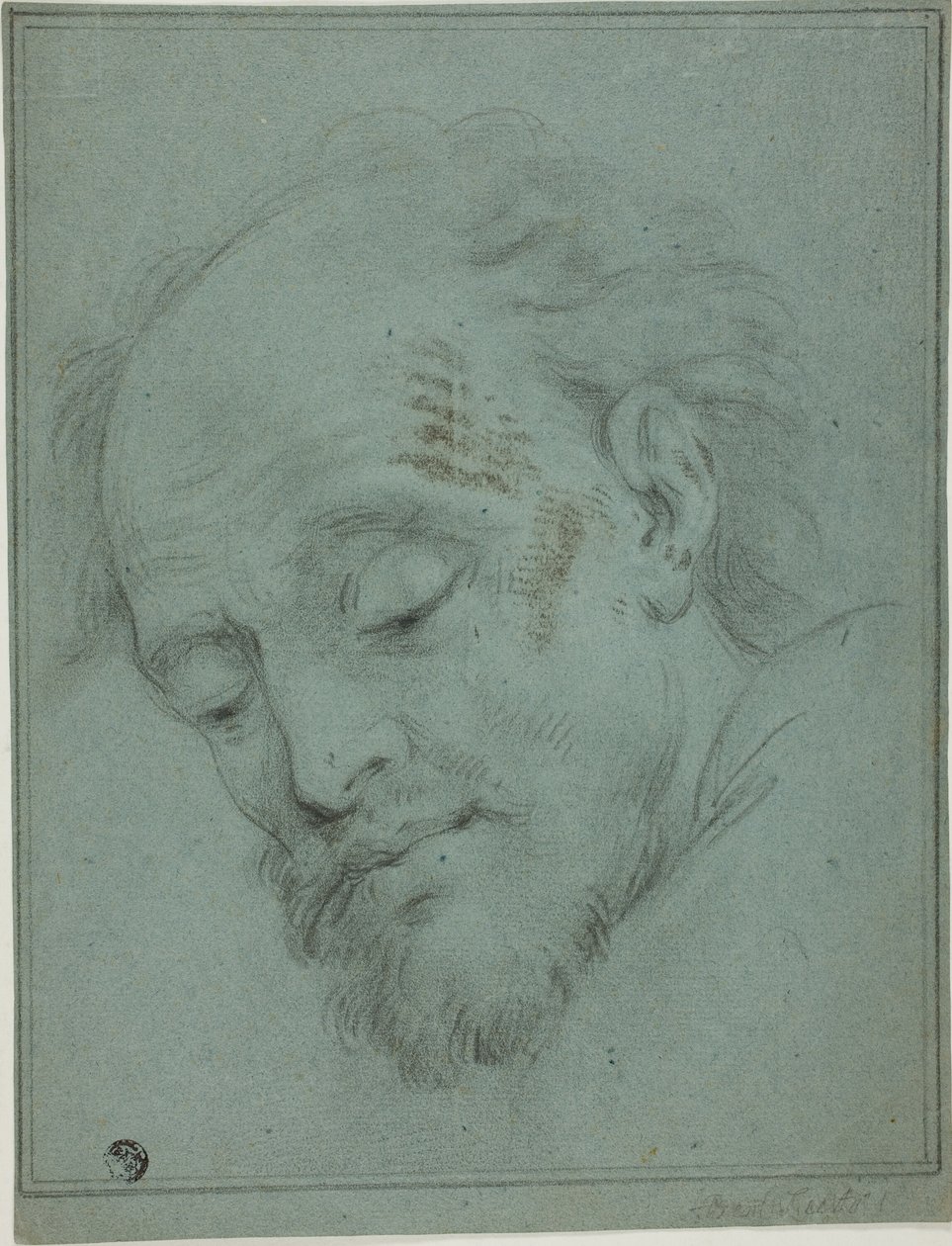 Mužská hlava při pohledu dolů od Unknown artist