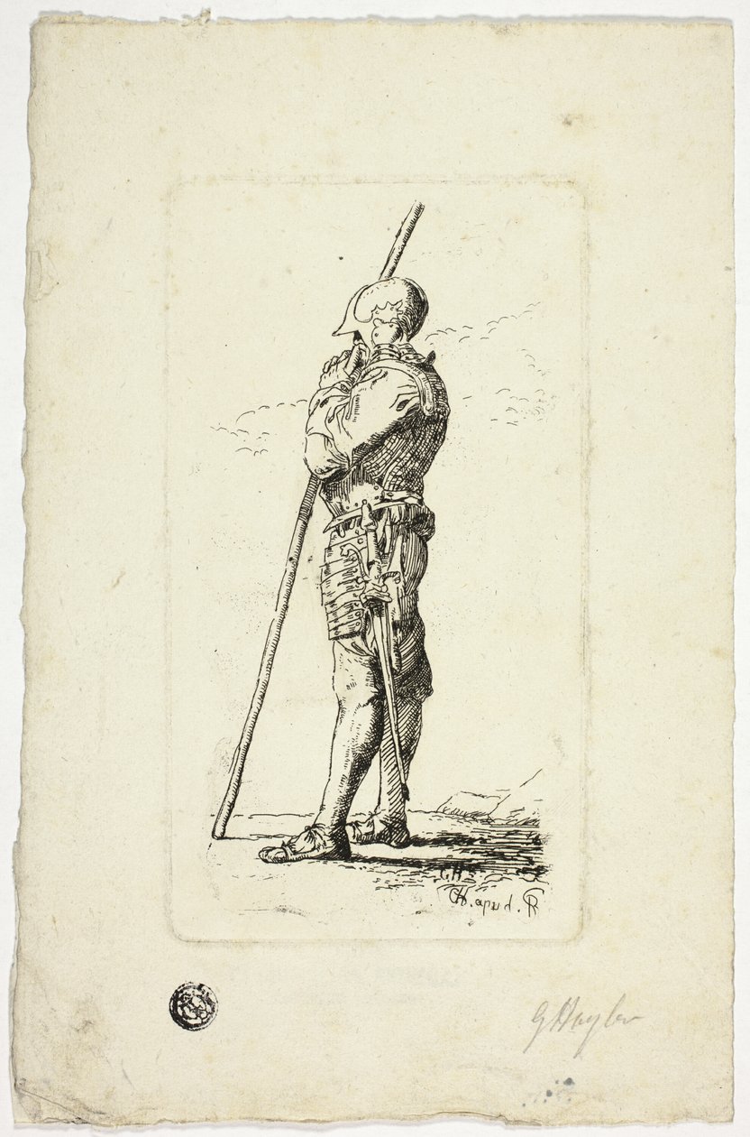 Muž v brnění Holding Staff od Unknown artist