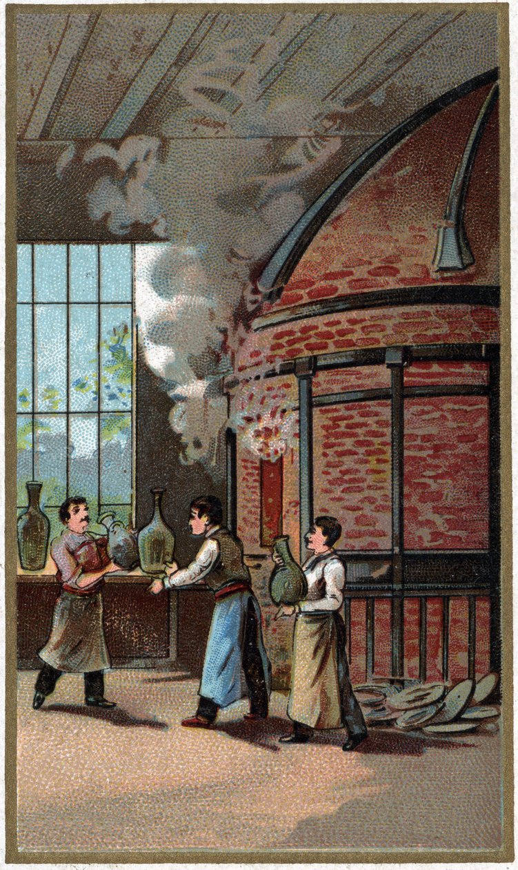 Výroba porcelánu: vaření. Chromolitografie konce 19. století od Unknown artist