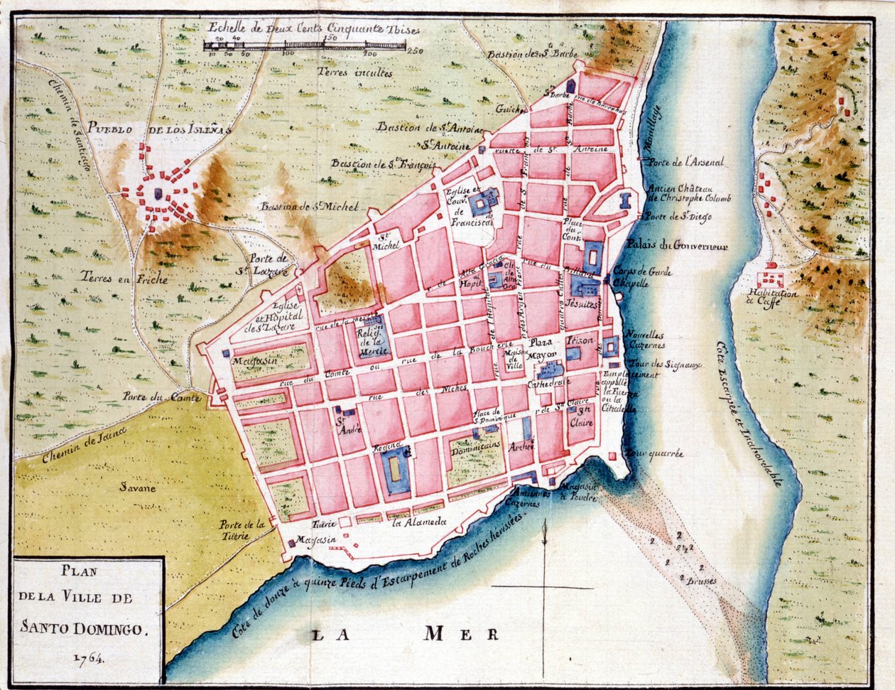 Rukopisná mapa města Santo Domingo od Unknown artist