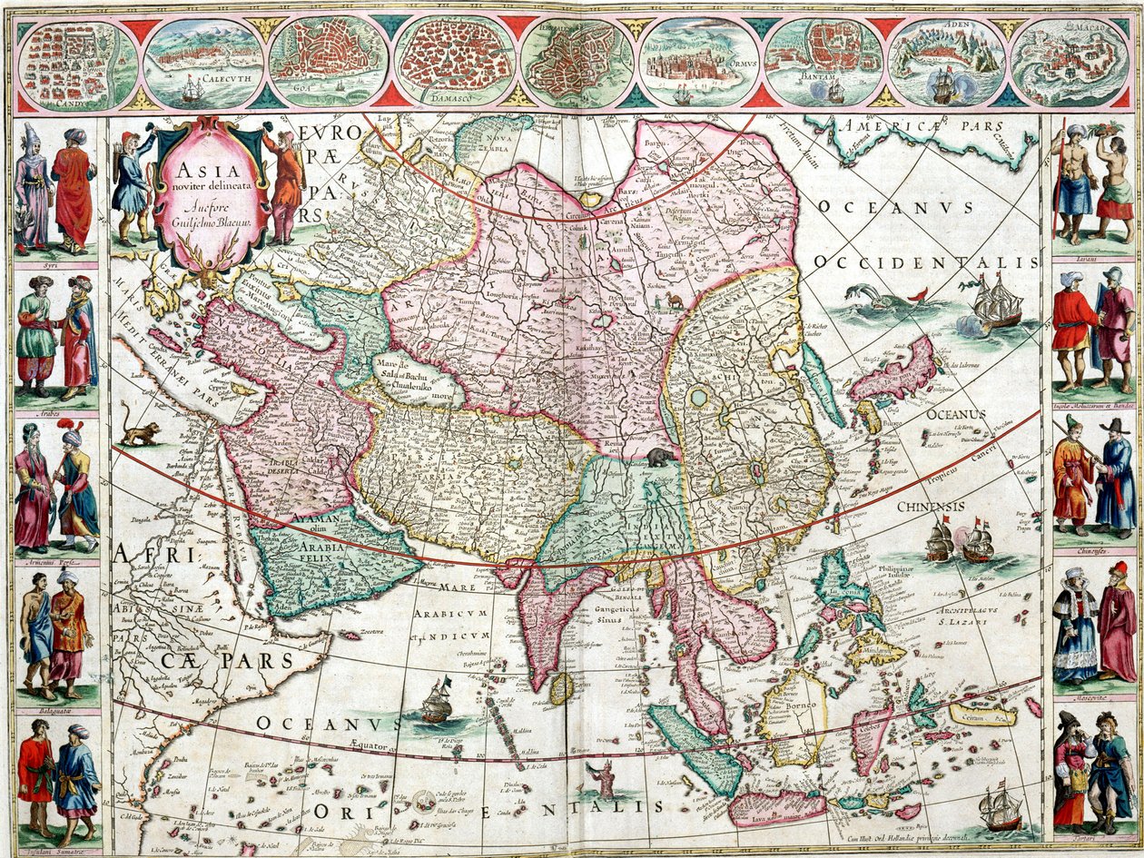 Mapa Asie z atlasu Bleau od Unknown artist