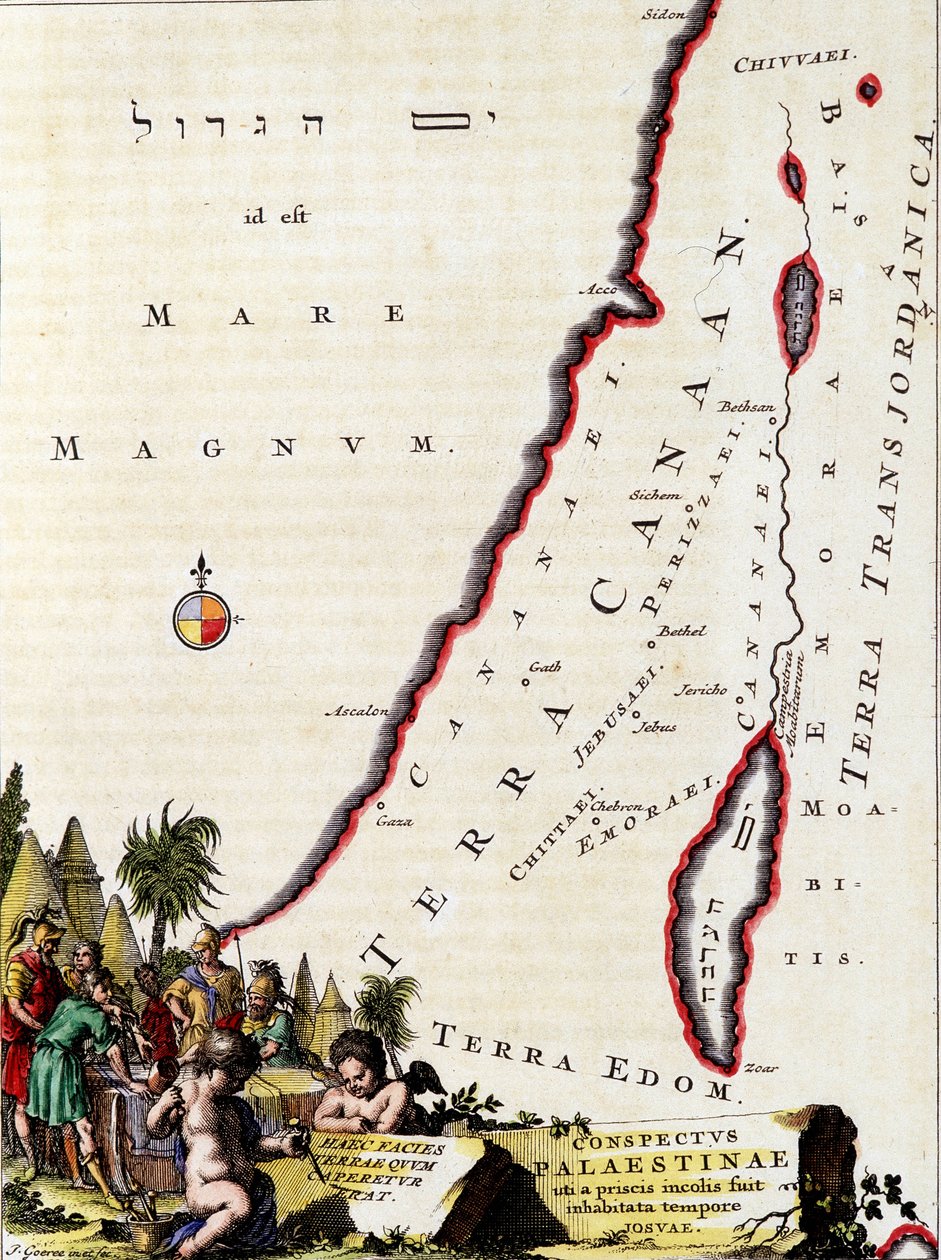 Mapa Kanaánu - v Palestině od Hadriana Relandiho od Unknown artist