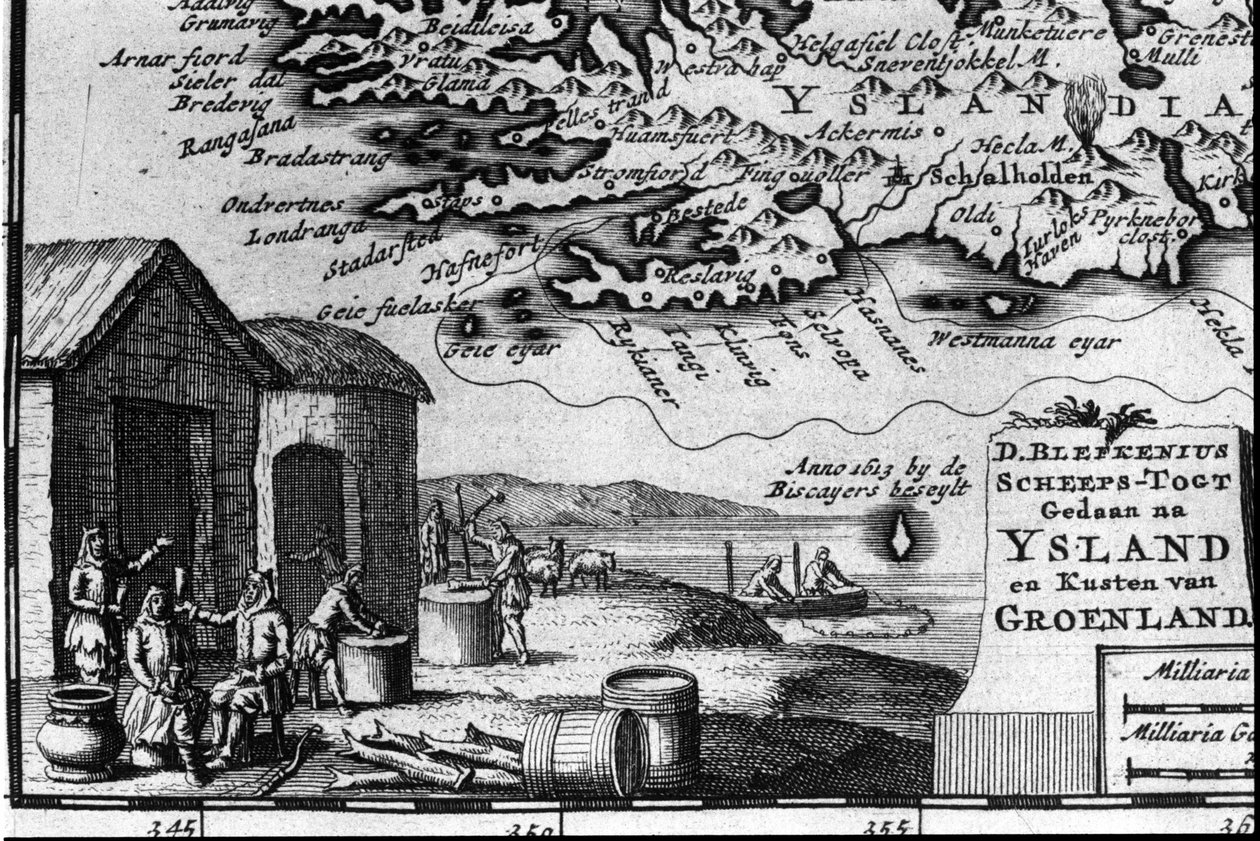 Mapa Islandu a znázornění jeho obyvatel - v „“Mapa moderních itinerářů a cest““ od Unknown artist
