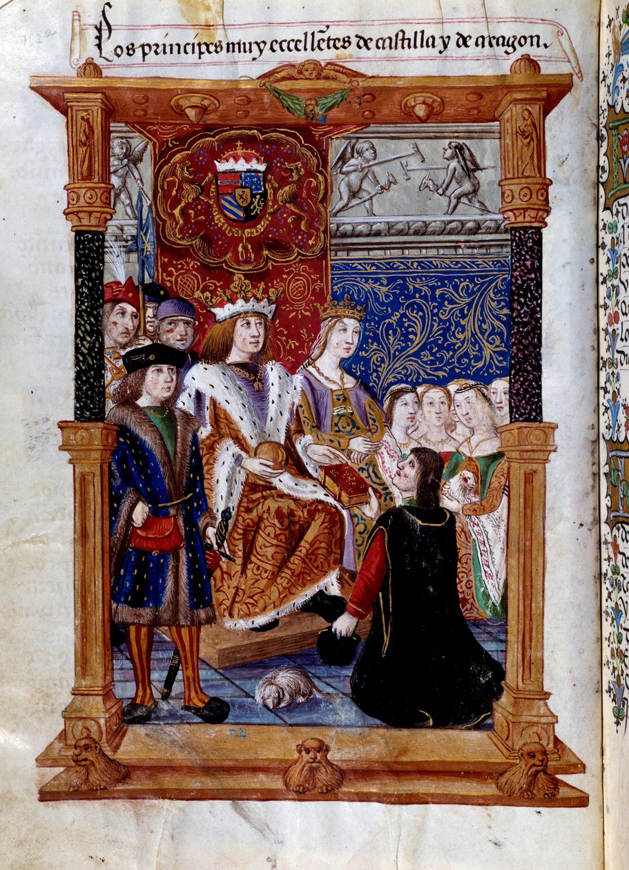 Marcuello představuje svou knihu Ferdinandovi II. Aragonskému (Ferran nebo Fernando II od Unknown artist