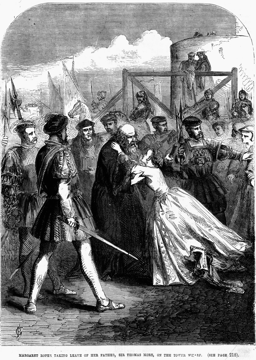 Margaret Roper se loučí se svým otcem Thomasem Morem (1478 - 1535), poblíž Wharf Tower od Unknown artist