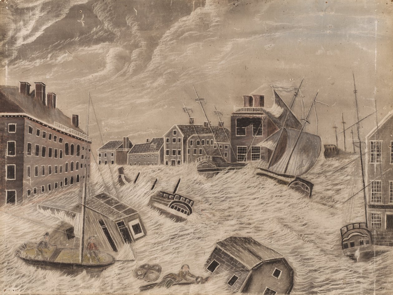 Tržní náměstí, Providence, Rhode Island, během Velké zářijové vichřice od Unknown artist