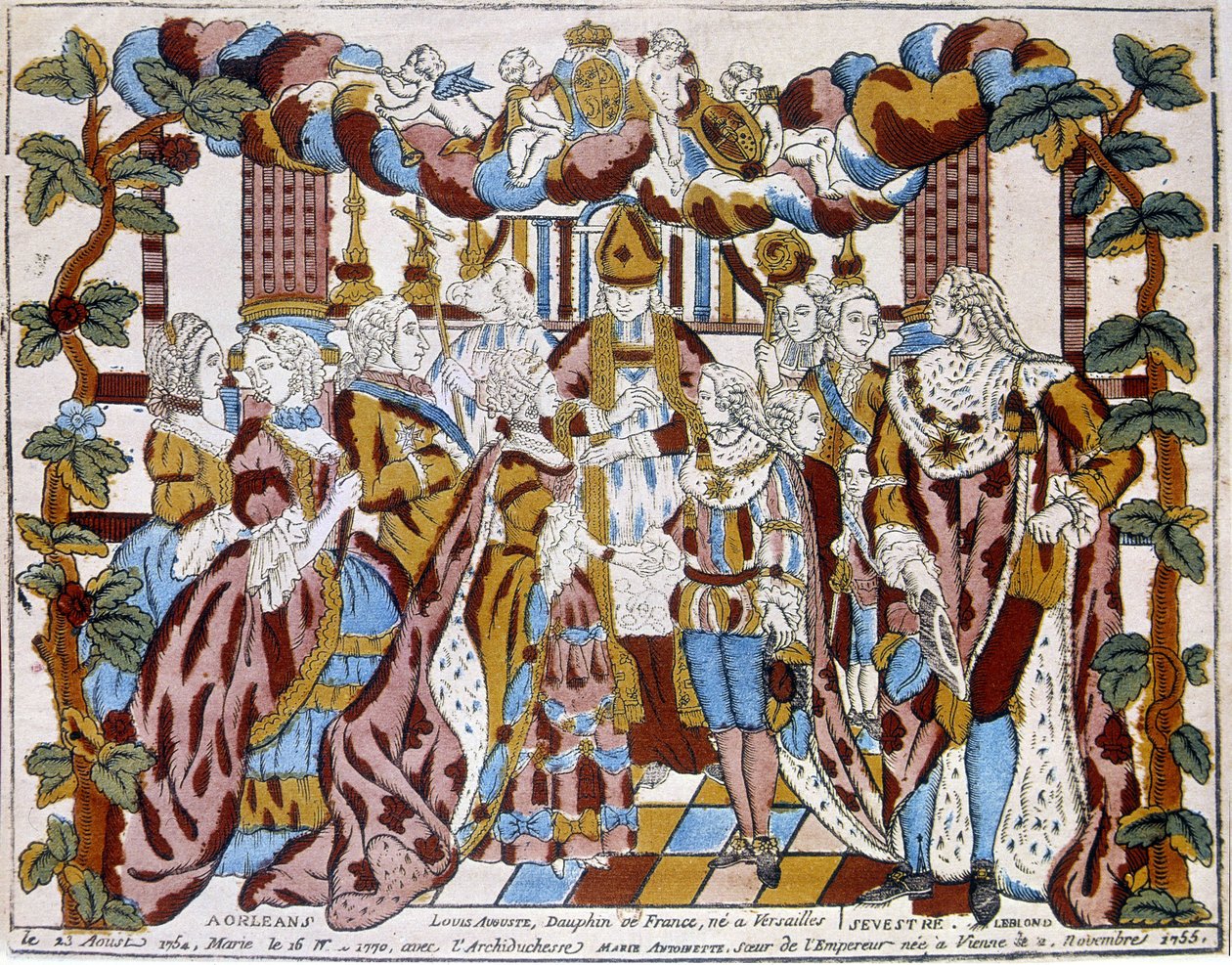 Sňatek Ludvíka XVI. s Maris Antoinettou, cca 1774, v Orleans. od Unknown artist
