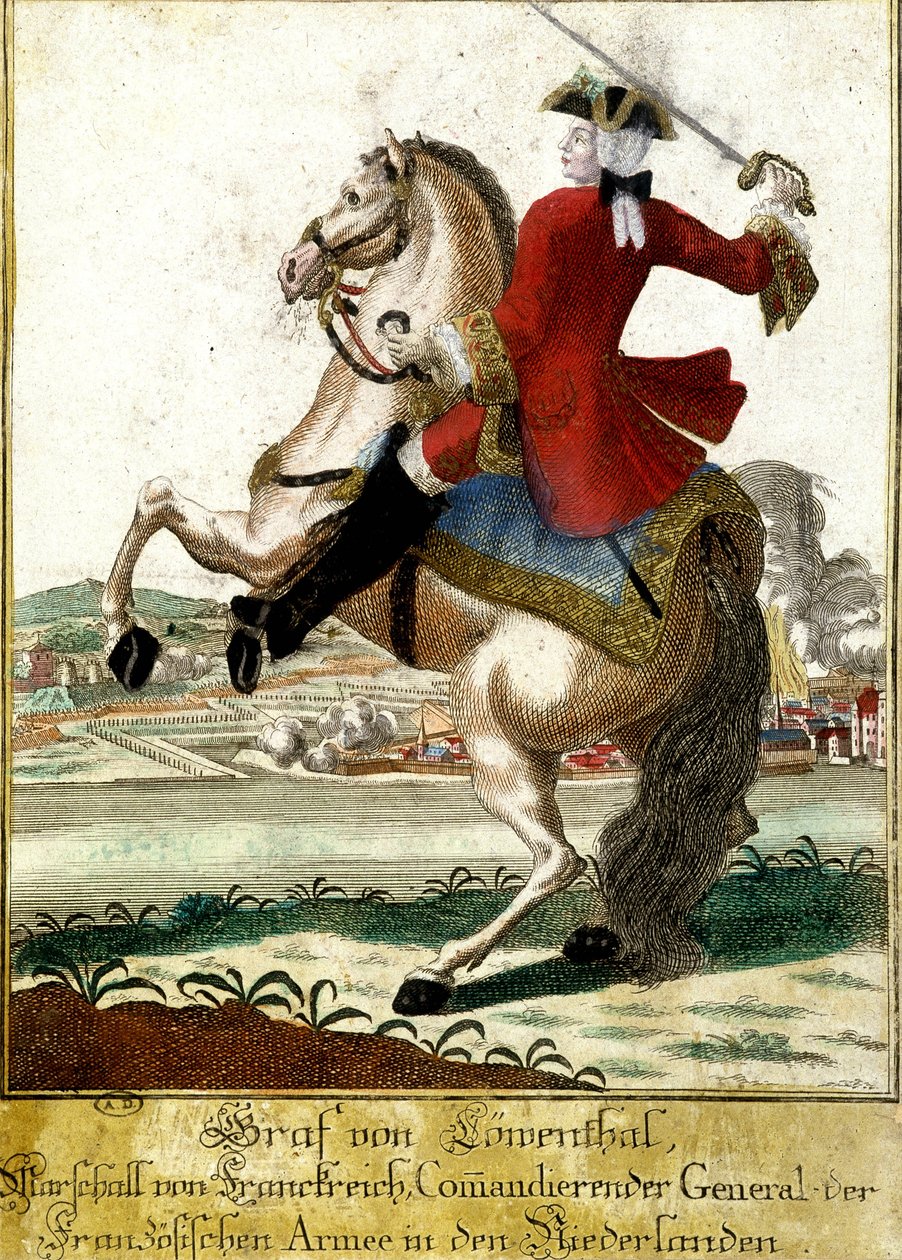 Maršál Loewendahl (1700-1755) v bitvě u Fontenoy v Belgii od Unknown artist