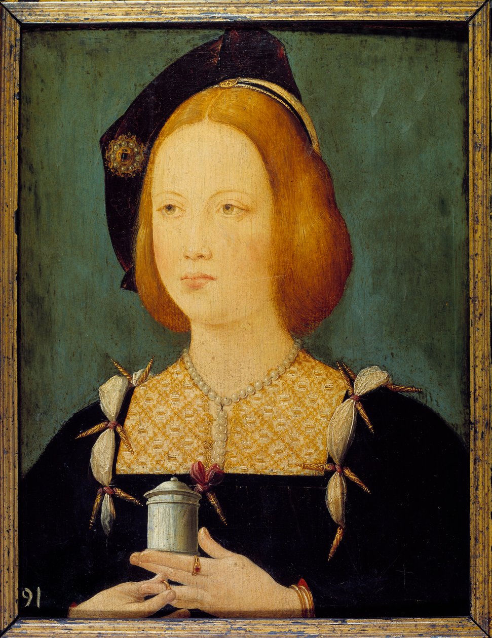 Marie Tudorová, královna Francie - Portrét Marie Tudorové z Anglie (1496-1534), třetí manželka Ludvíka XII. Anonymní malířství 16. století. Paříž, dekorativní umění od Unknown artist