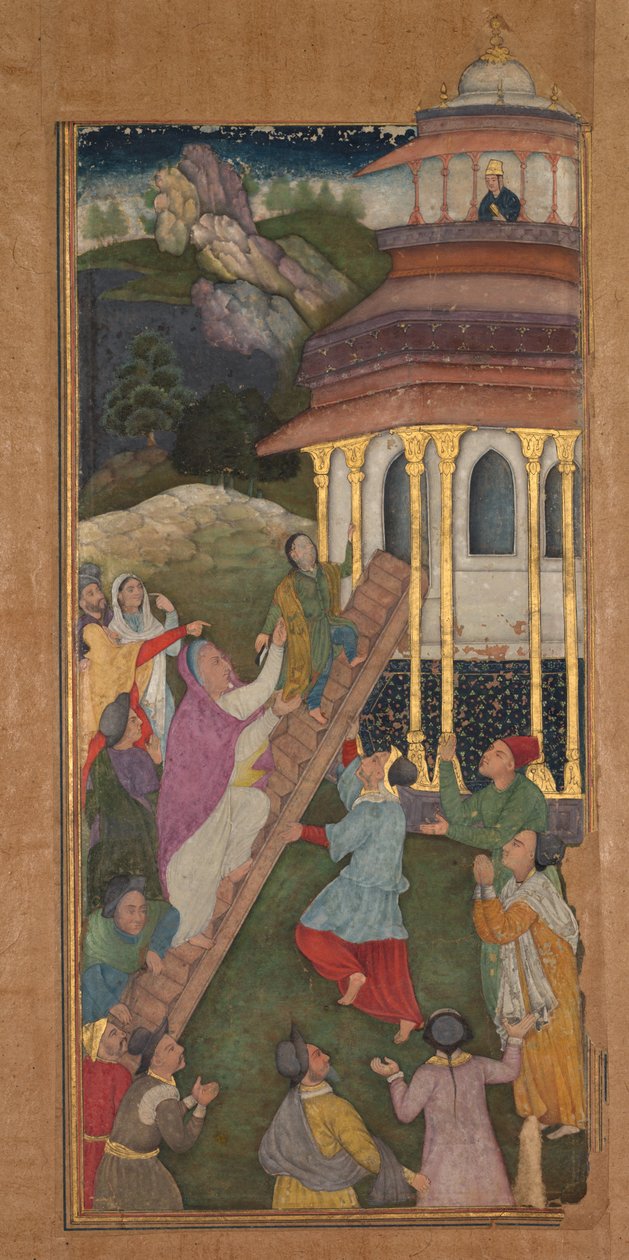 Marie stoupá po schodech do chrámu ze Zrcadla svatosti (Mir’at al-quds) otce Jeroma Xaviera od Unknown artist