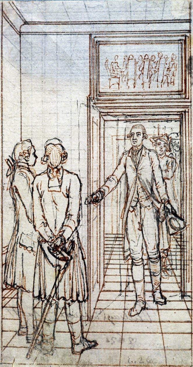 Setkání Goetha a Jung Stillinga ve Štrasburku. Kresba 19. století. od Unknown artist