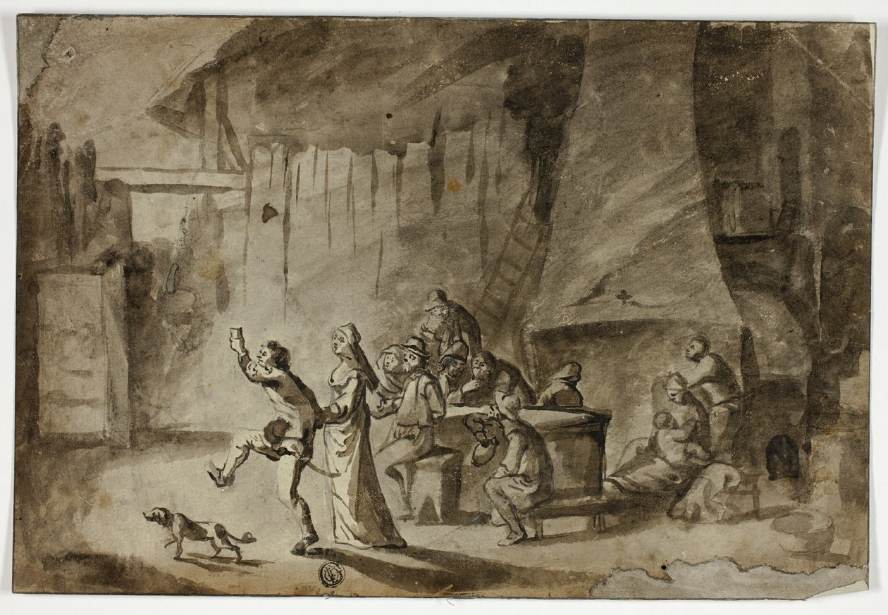 Muži a ženy v hospodě od Unknown artist