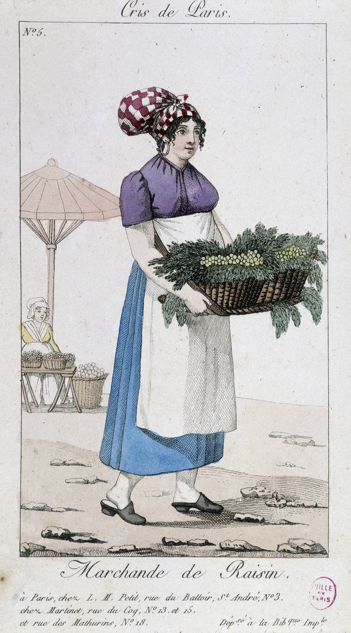 Obchodník s hrozny - v “”Cris de Paris”” od Unknown artist