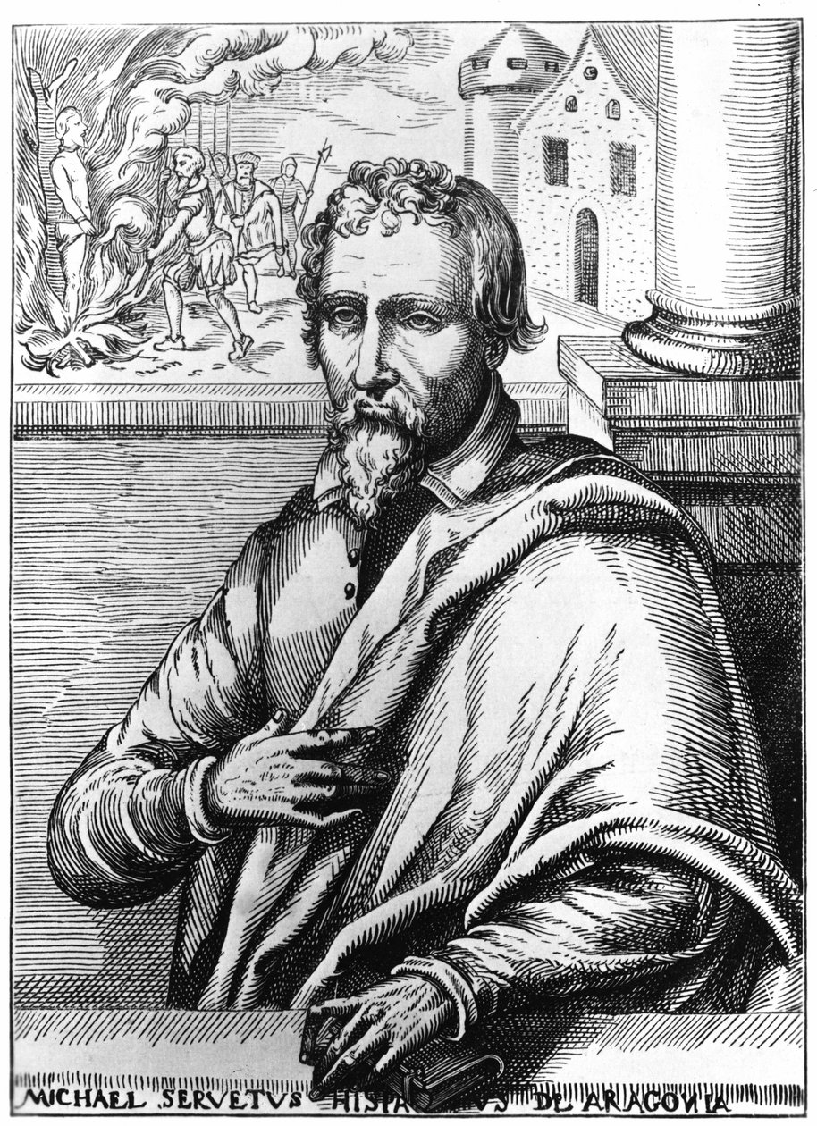 Michel Servet (Michel de Villanueva) (1511-1553), španělský lékař a teolog. Rytina od Unknown artist
