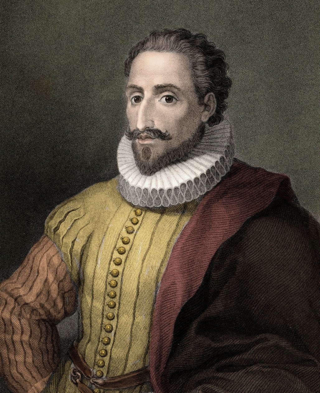 Miguel de Cervantes Saavedra 1547-1616 - rytina - 19. stol. od Unknown artist