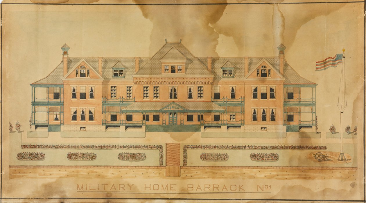 Vojenský domov Barrack No. 1, prezentační kresba od Unknown artist