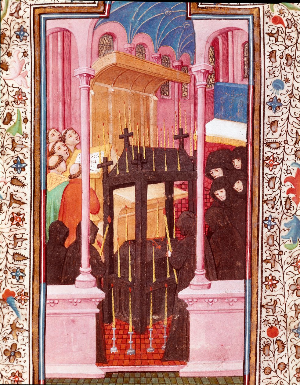 Miniaturní pohřební scéna z „“ Hodiny Eduarda I. (Duarte) z Portugalska (1391-1438)“ Lisabon 15. století, Torre do Tombo od Unknown artist