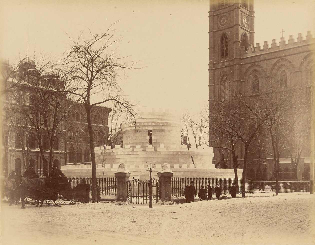 Montreal, Ledové bludiště před kostelem Notre-Dame od Unknown artist