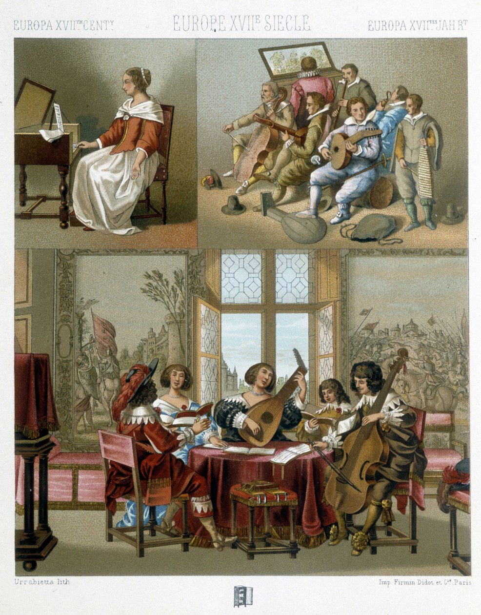Hudba v Evropě v 17. století - v „“Le Kostým historique““ od Racineta od Unknown artist