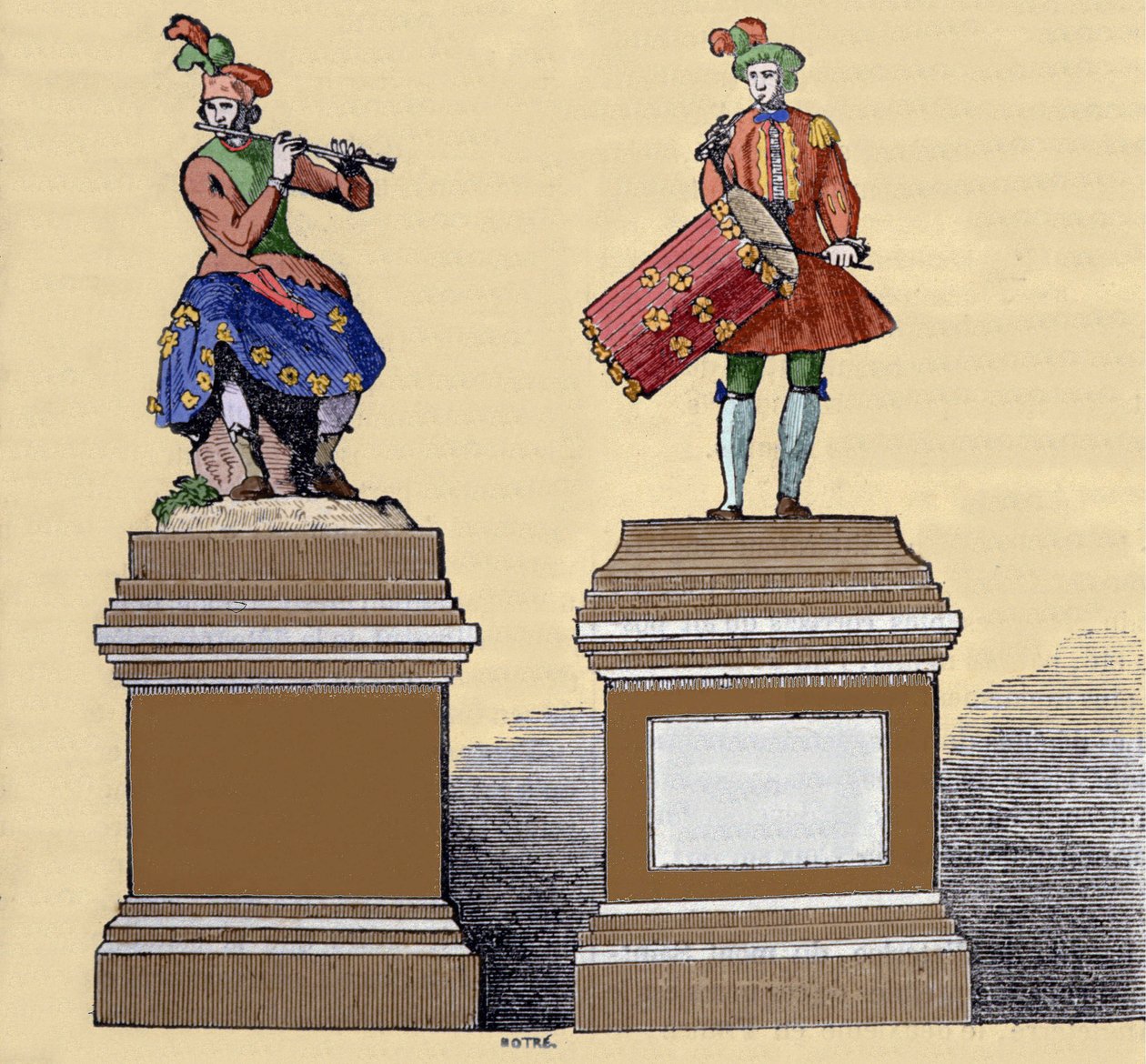 Hudební automaty: „“ Hráč na flétnu traversiere““ (1737) a „“ Hráč na tamburínu“ (1738). Vyrobil je Jacques de Vaucanson (1709-1782), francouzský inženýr. od Unknown artist