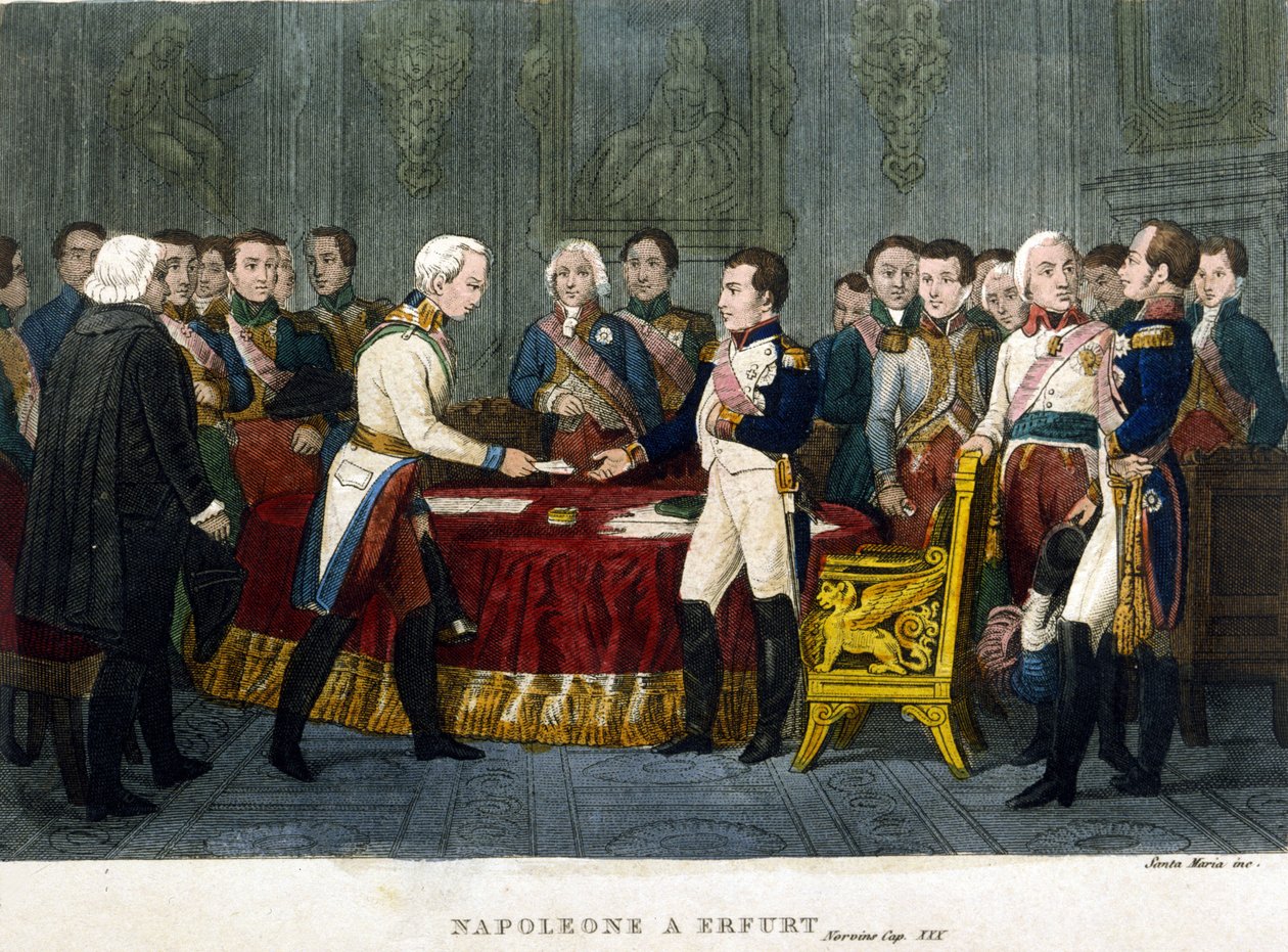 Napoleon I. (1769 - 1821) se v roce 1808 setkal v Erfurtu s Alexandrem I. od Unknown artist