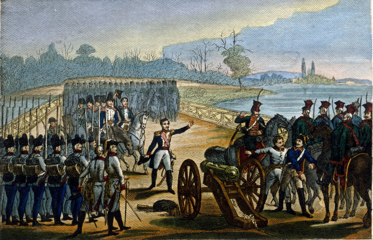 napoleonská válka. Vídeň: Dobytí mostů na Dunaji dne 13. 11. 1805. od Unknown artist