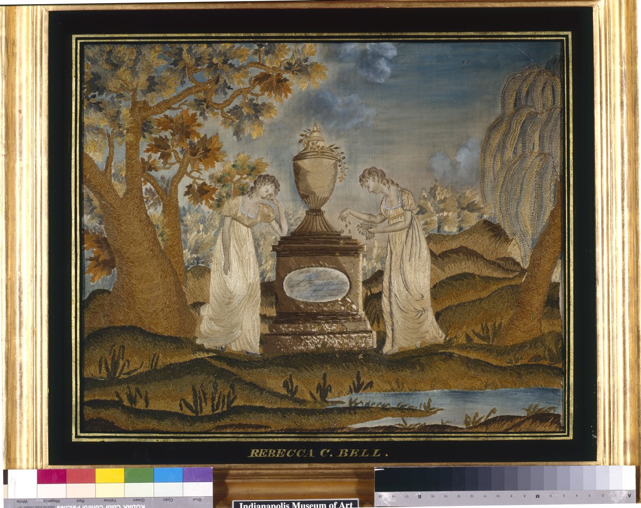 Vyšívaný smuteční obraz (hedvábné nitě, vyšívaný) od Unknown artist